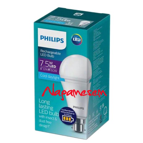 PHILIPS Lampu Emergency LED Bulb Rechargeable 7W  9w 7.5W  7 watt 7.5 watt Putih , RADIANTLINE 8W 11W