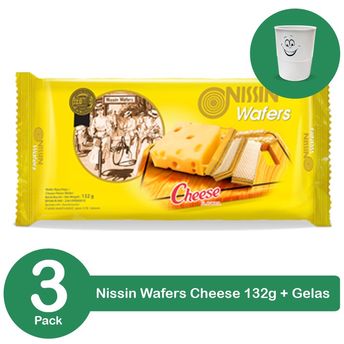 

PROMO BUNDLING 3 PACK NISSIN WAFERS CHEESE 132GR + GELAS