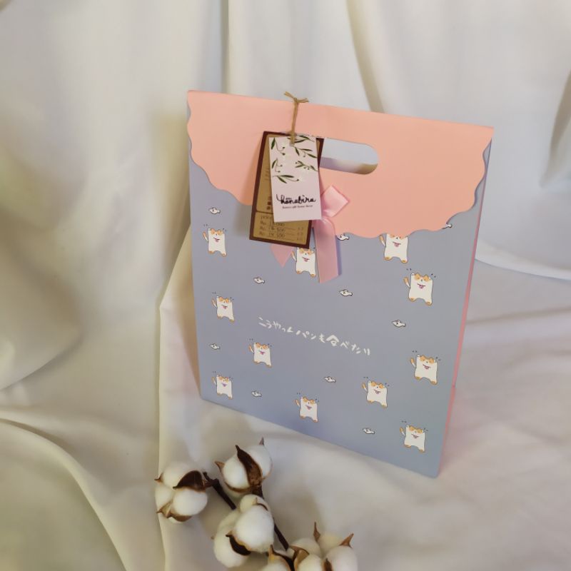 Paper Bag Motif M (PBP/09) | Tas Kertas Kado | Tas Ulang Tahun | Goodie Bag-Pink Purle