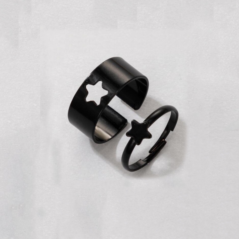 2pcs / Set Cincin Model Terbuka Desain Kupu-Kupu / Bintang / Bulan / Hati Gaya Vintage / Gothic / Punk Untuk Wanita
