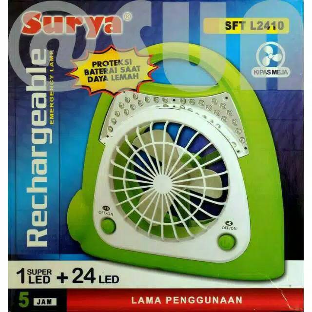 Lampu Senter Surya L2410 Lampu Emergency LED+Kipas