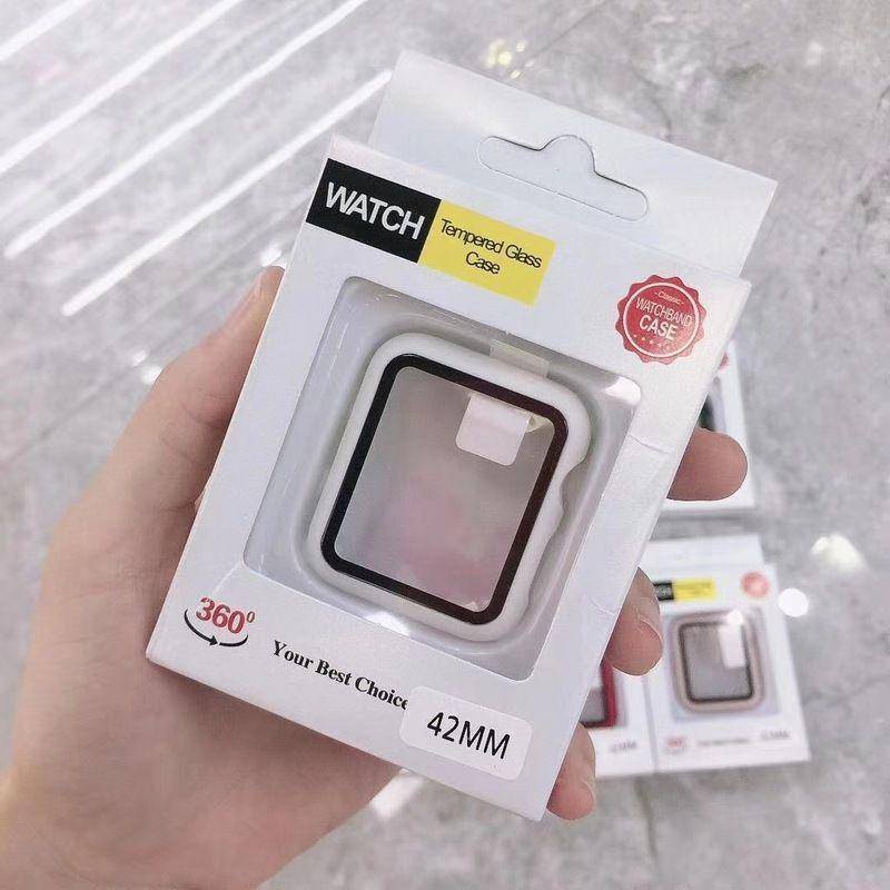 Casing Hard Case PC Matte + Tempered Glass Untuk Apple Watch Seri 8 7 41mm 45mm 360 Derajat 6 5 4 SE 3 2 1 38 40 42 44mm