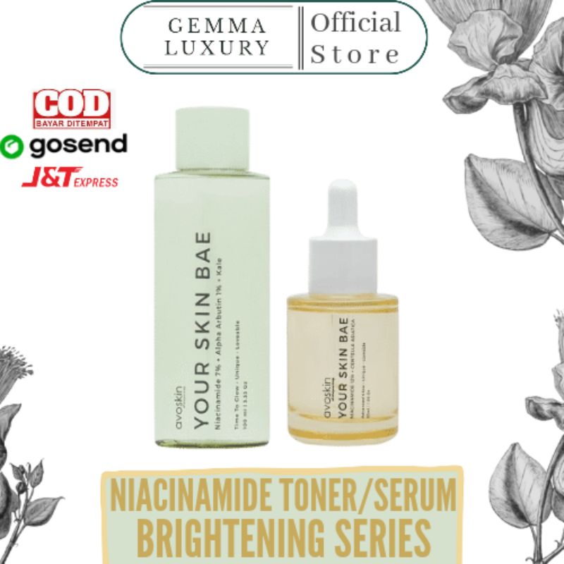 (GOSEND/COD) AVOSKIN YOUR SKIN BAE NIACINAMIDE + CENTELLA SERUM | NIACINAMIDE + ALPHA ARBUTIN TONER