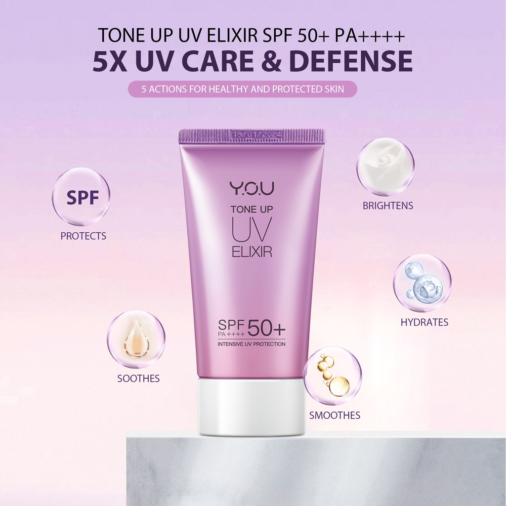 YOU Daily Skin Goods Tone Up UV Elixir SPF 50+ PA++++ [Sunscreen dengan Efek Tone Up] TBS-BEST SELLER