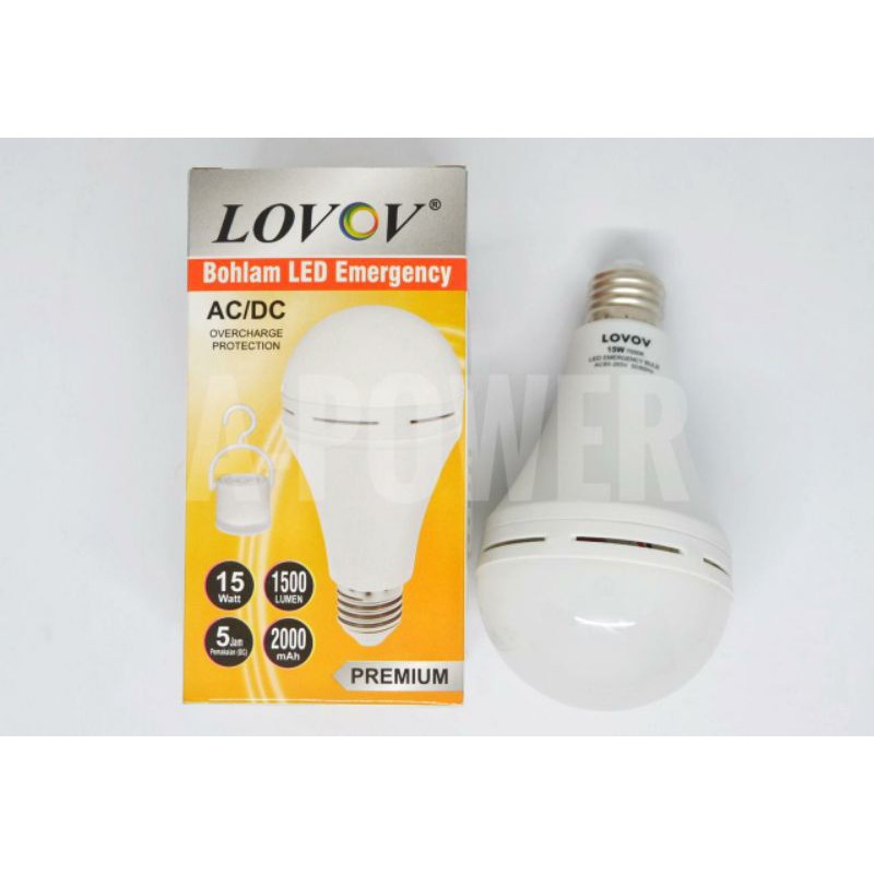 Lovov - Lampu LED Emergency Magic AC / DC 15W (Putih)