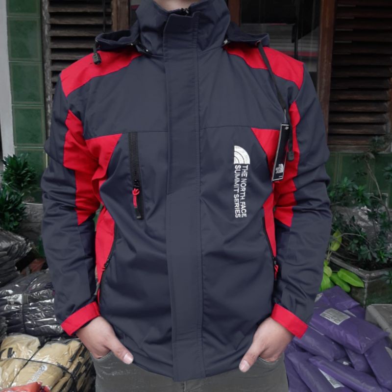 (COD) jaket outdoor WINDPROOF/ jaket gunung/jaket motor-Hitam-merah
