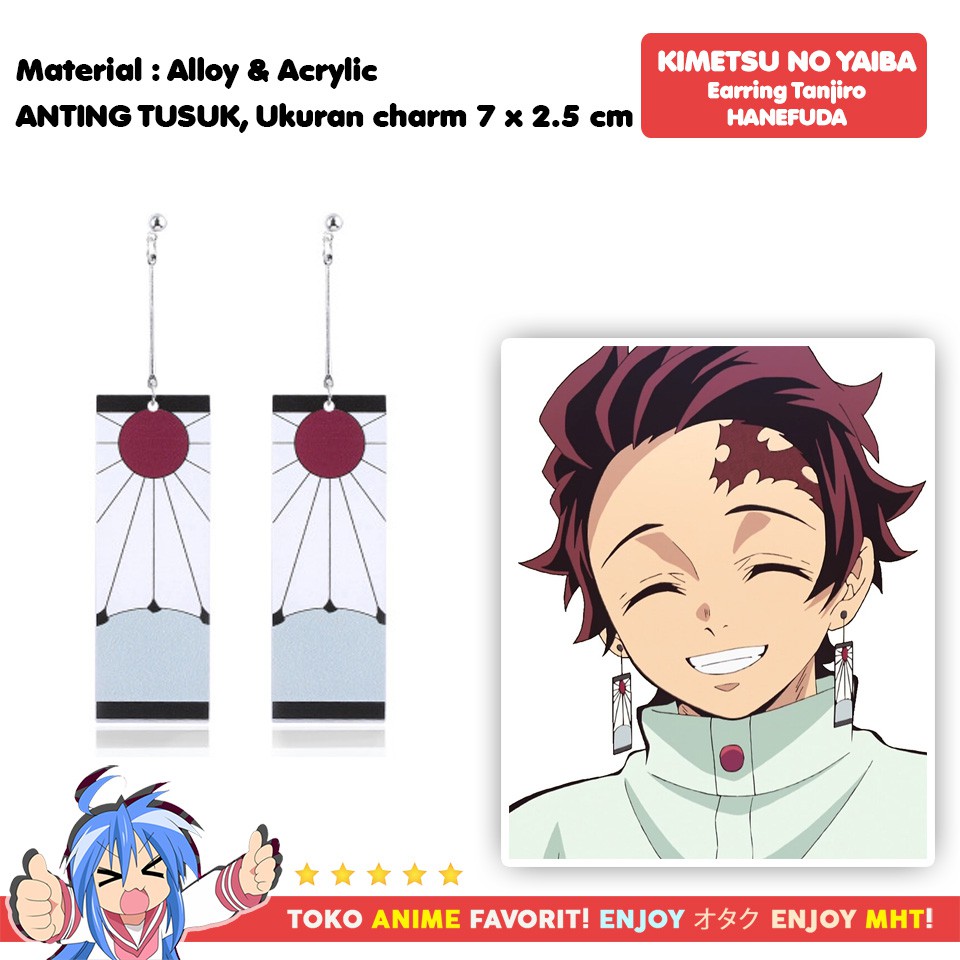 Anting Kamado Tanjiro Hanefuda Kimetsu no Yaiba Demon Slayer Cosplay