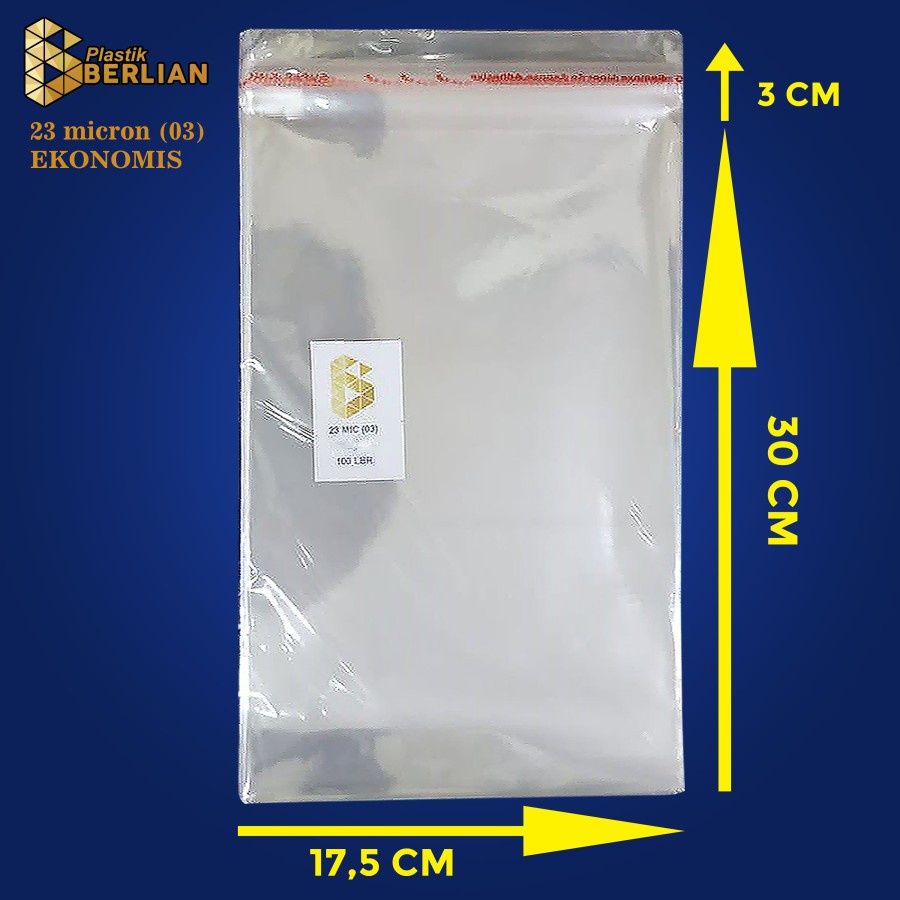 

17,5 x 30 cm Plastik OPP EKONOMIS 23micron (100 lbr) (lem/seal)
