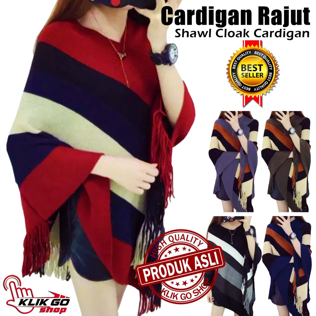 CARDIGAN PONCO RAJUT RUMBAI WANITA IMPORT / BATWING RAJUT BOLERO RAWIS