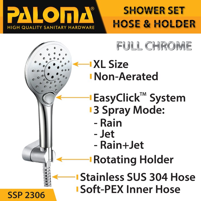 Shower Set PALOMA SSP 2306 Hand Handshower Selang Slang Holder