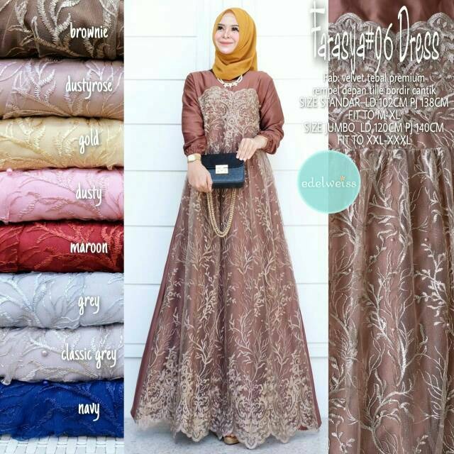 [READY JUMBO] TERMURAH Bayar COD / Gamis brokat / Baju Muslim Wanita Terbaru 2021 / Gamis Wanita Mur