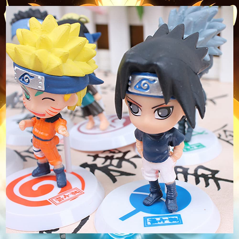 6pcs / Lot Mainan Action Figure Uzumaki Naruto Uchiha Sasuke Kakashi Haruno Sakura