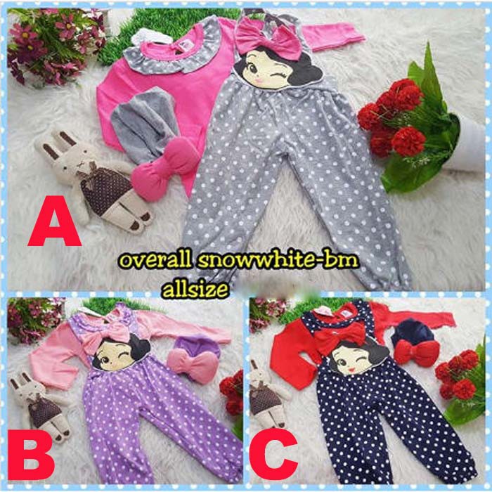 BAJU MUSLIM BAYI PEREMPUAN OVERALL SET JILBAB KERUDUNG SNOW WHITE