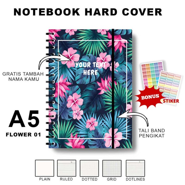 

Hadir Notebook Hardcover A5 Motif Flower 1/Journal/Buku Spiral/Agenda/Jurnal Gilaa!!!
