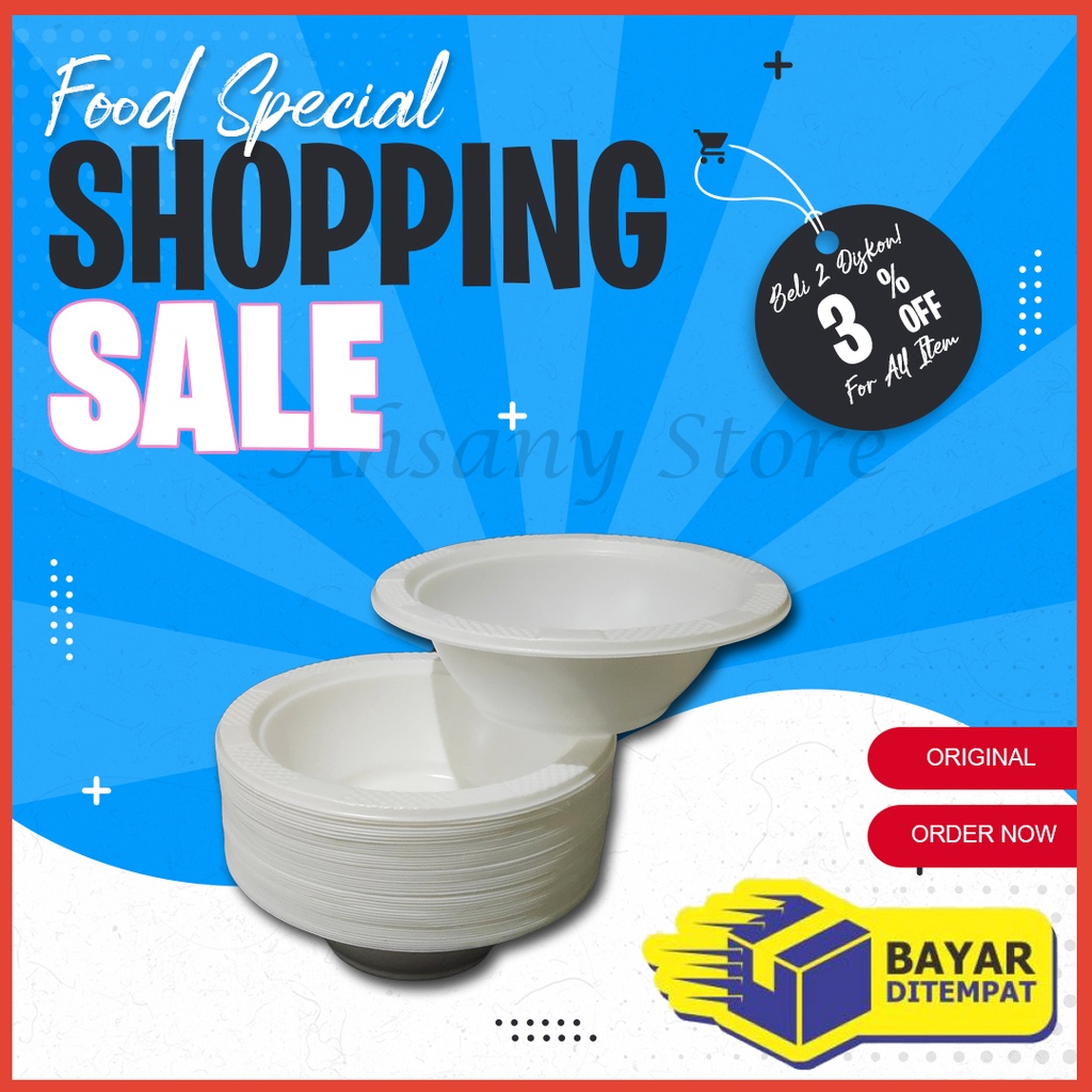 Mangkok Plastik Putih Kecil Besar