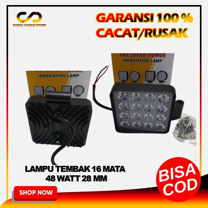 LED  Sorot Lampu Tembak  Variasi Motor Mobil Truck Truk   16 Mata 48 Watt 28mm 12V 24 Volt Murah