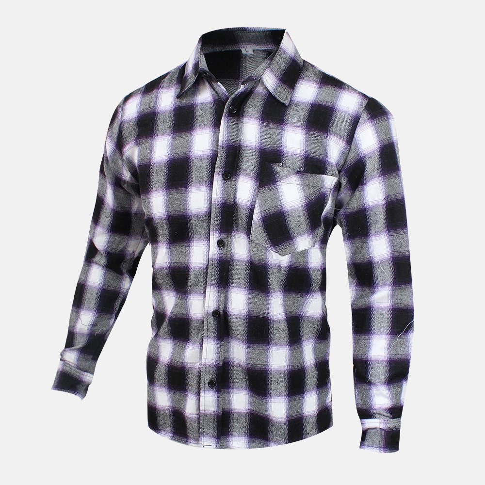 Fortklass Bongun Kemeja Flannel Pria Lengan Panjang Slim Fit Kemeja Flanel Kotak Kotak Cowok Shopee Indonesia