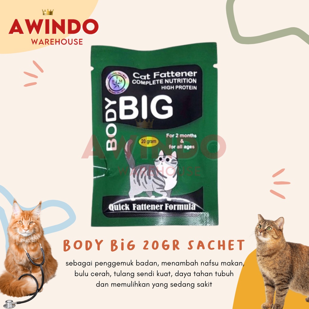 BODY BIG CAT 20GR SACHET - Obat Penggemuk Kucing Vitamin Bulu Kucing