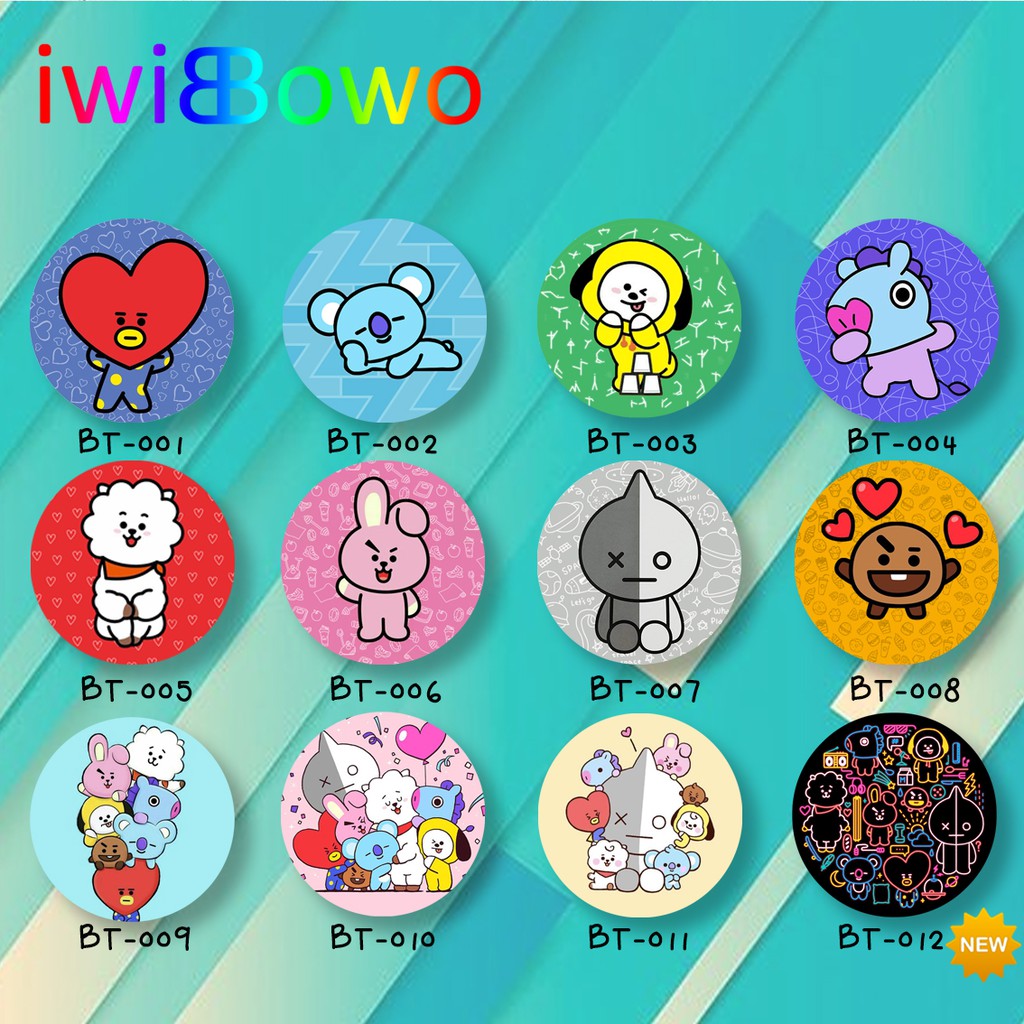 Phone holder Pop Socket Griptok BT21 Van, Tata, Chimmy, Koya, Cooky, Mang, RJ, Shooky.