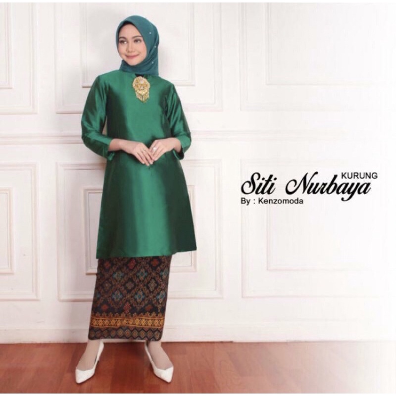 SETELAN KEBAYA TUNIK MODREN-KEBAYA KURUNG TAFETA-KEBAYA WISUDA TERBARU-KEBAYA BROKAT MURAH-ATASAN KEBAYA PESTA-KEBAYA TERBARU FAVORIT-KEBAYA-Hijau botol