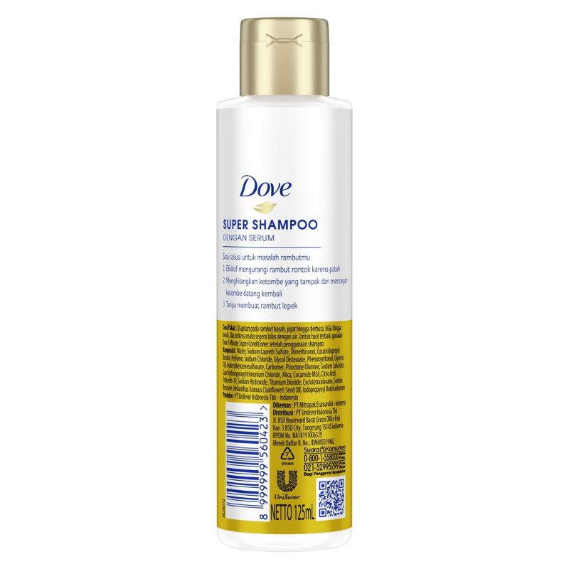 Dove 3 in 1 Super Shampoo 125 ml - Anti Lepek Anti Rontok