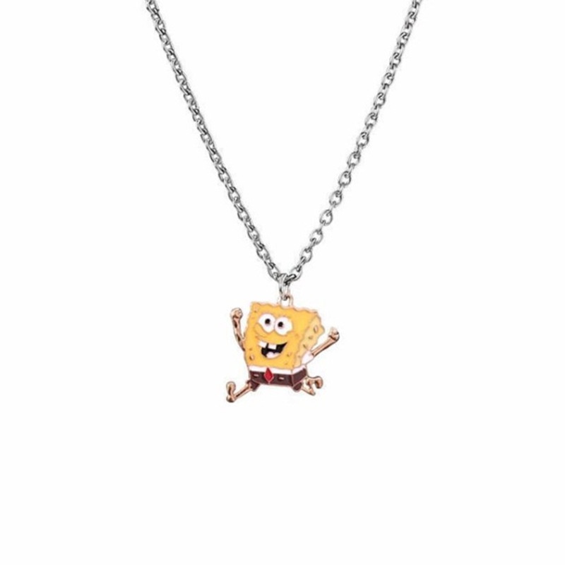 Kalung Liontin Kartun SpongeBob SquarePants Bintang Gaya Hip Hop Untuk Pria Dan Wanita