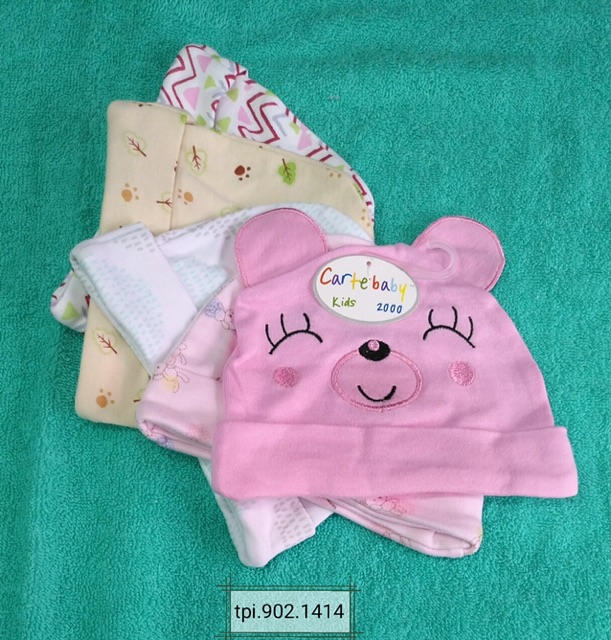 Topi bayi katun kupluk carte baby 5 in 1 isi 5 halus nyaman