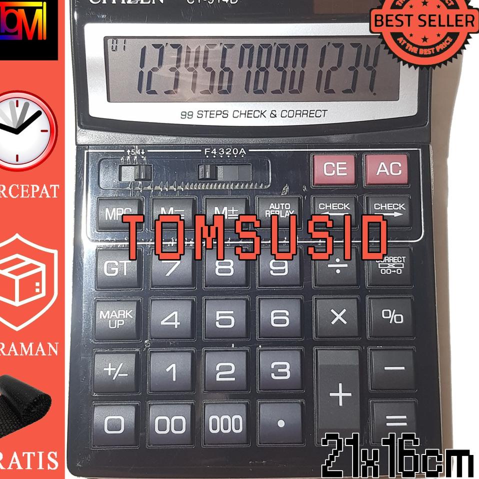 

Terlaku. EG8QT BESAR ! Kalkulator Citizen 914D 14 digit - Kakulator Dagang / Kalkulator Check / Calc