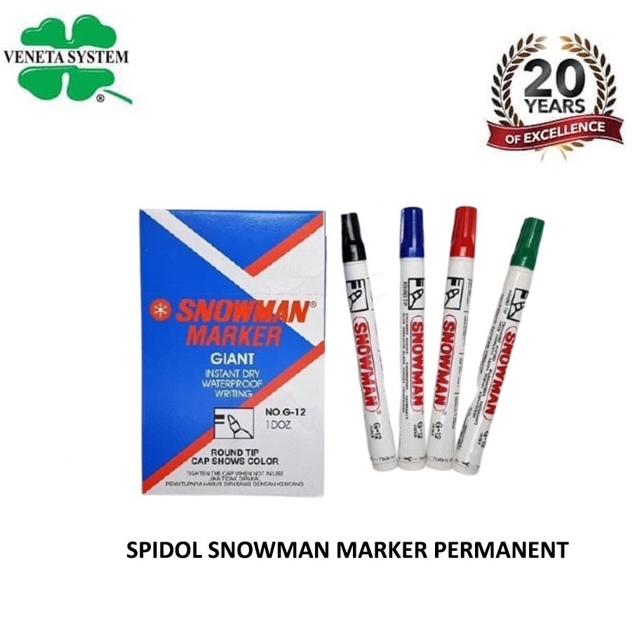 Spidol Snowman Permanent Anti Air Warna Bisa Campur