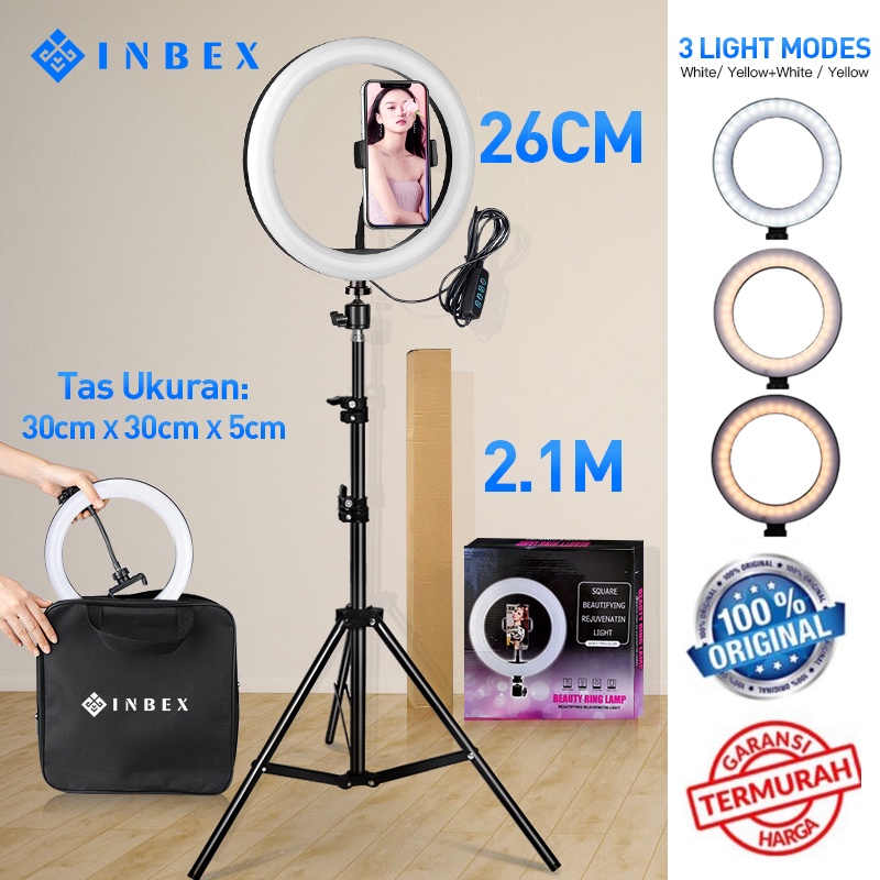 Jual Termurah Paket Komplit INBEX 210CM Tripod 26cm LED Ring Light