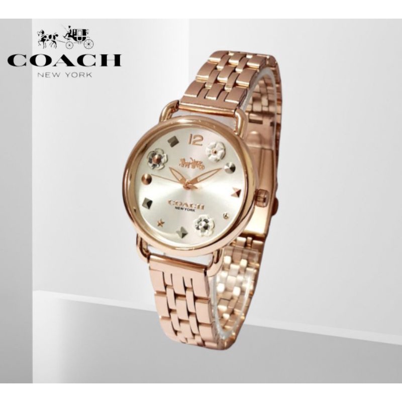 COACH NY FLOWER - Jam Tangan Wanita Fashion Terbaru Rantai Solid Free Box & Batrai