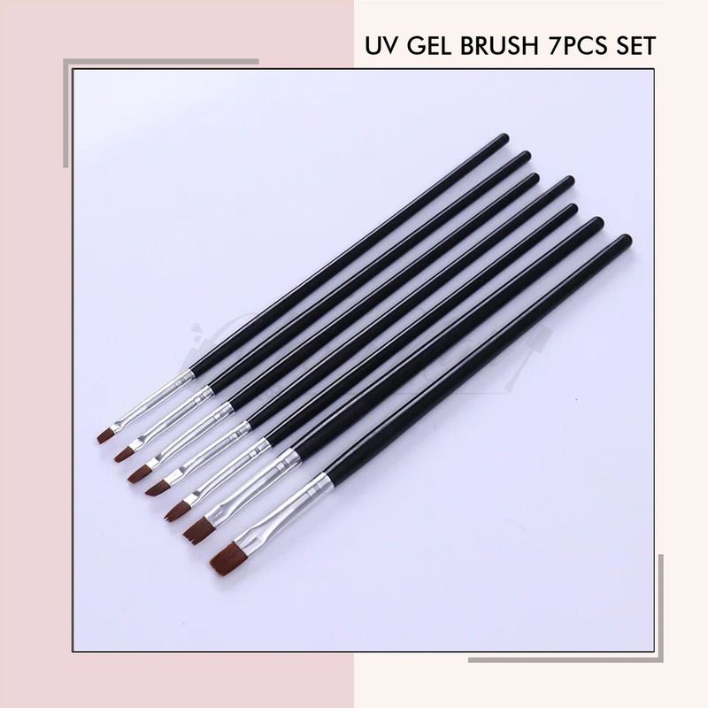 Uv gel brush 7pcs kuas gepeng nail art kuas uv gel 3D extension kuku