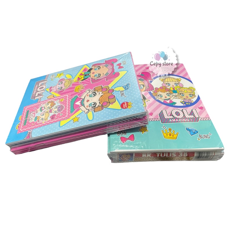 

Buku Tulis Paper Star Isi 38 Lembar Motif LOL Per Pack Isi 10 Buku