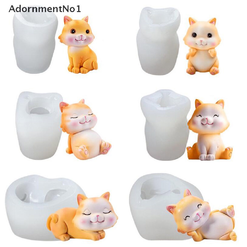 (AdornmentNo1) Cetakan Kue / Sabun / Lilin Bentuk Kartun Kucing 3D Bahan Silikon