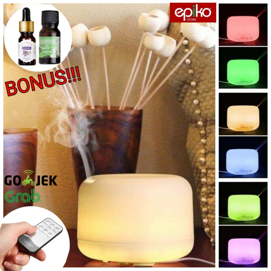 Air Humidifier Diffuser 300ml 7 Warna + Remote  BONUS Aroma Terapi