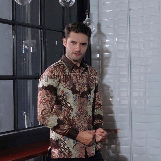 KEMEJA BATIK BAGUS PRIA LENGAN PANJANG SEMI SUTRA PREMIUM MEWAH ELEGAN DFHG966415