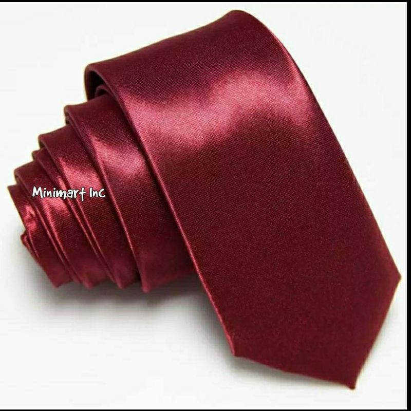 Dasi Satin Polos 2inch Import Premium Warna Merah Maroon