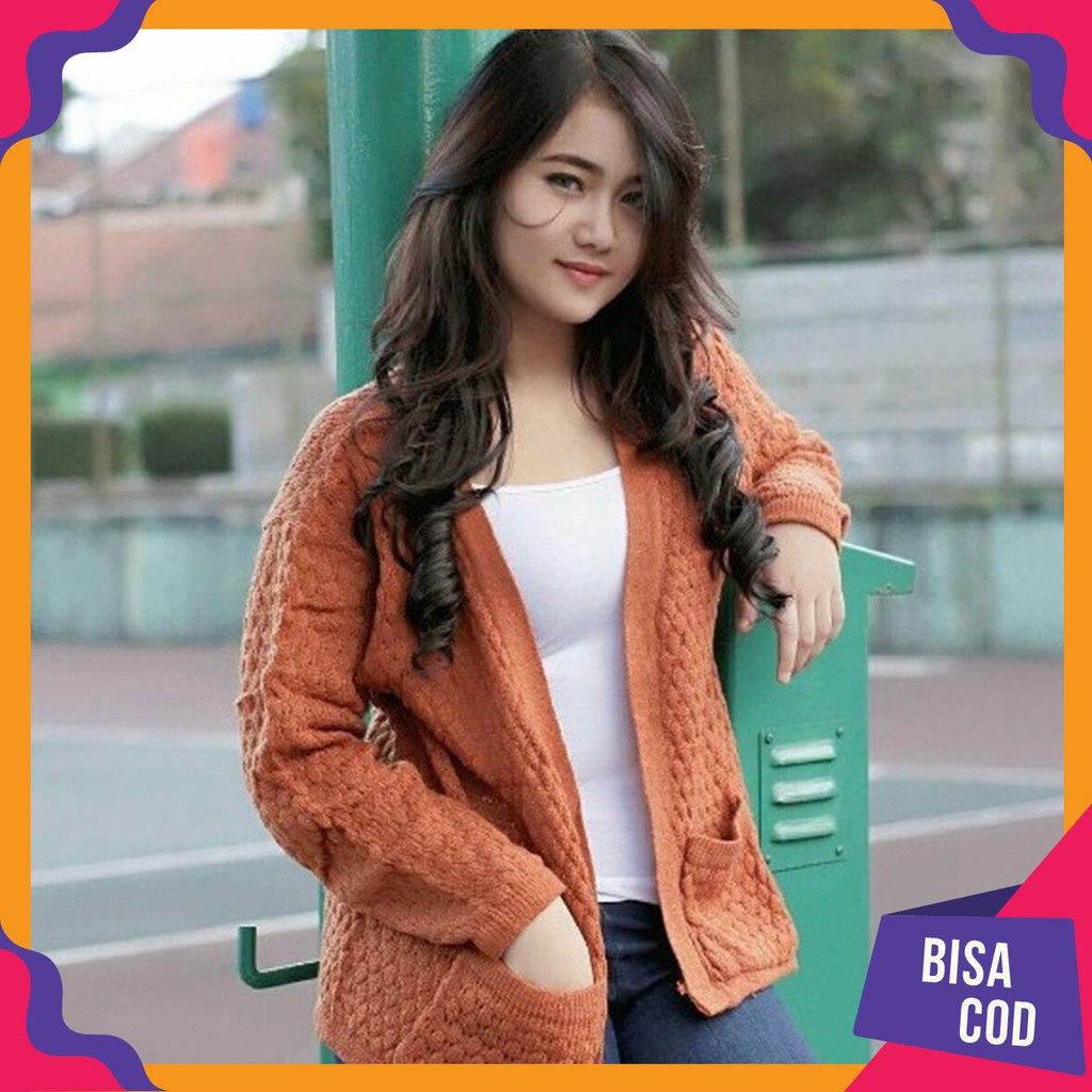 Cardigan Rajut Wanita Premium Tanpa Kancing Terbaru Motif Kardigan Tebal Wanita