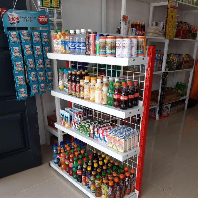 Rak Minimarket Starting T.120cm Backmesh Shelv 20cm Fullset Anddisplay