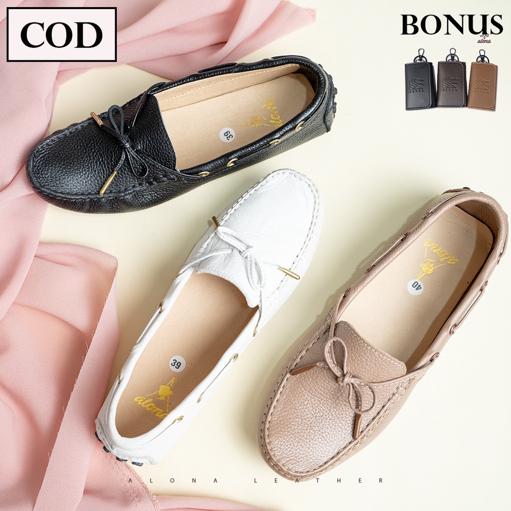 Sepatu Wanita Alona Genie Flat Shoes 100% Kulit Asli Branded