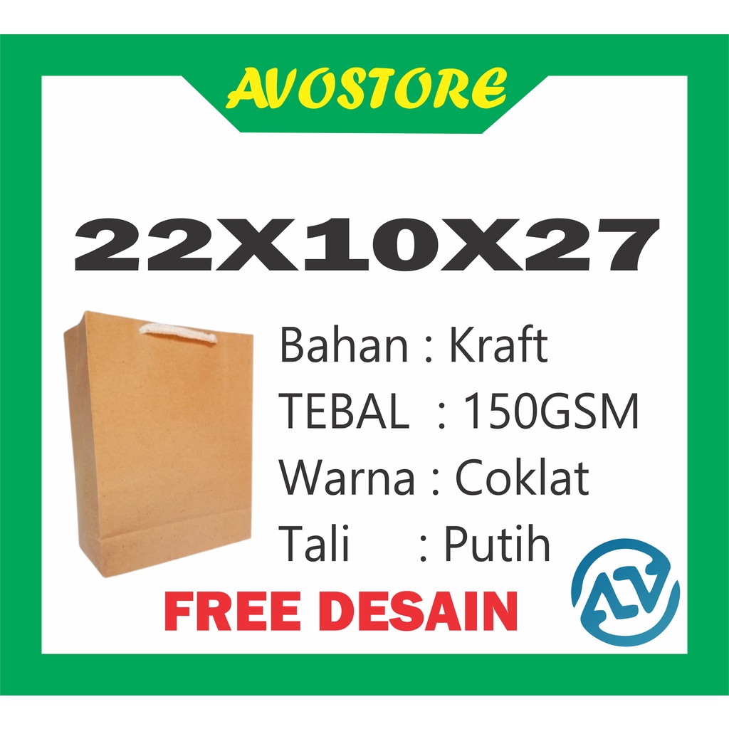 

Paperbag Tas Kertas Paper Bag Coklat Sablon Souvenir Murah Free Desain 22X10X27
