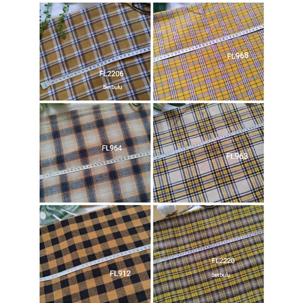 KUNING kain flanel bahan kotak katun yarndyed harga per 0.5meter/kain meteran happychild