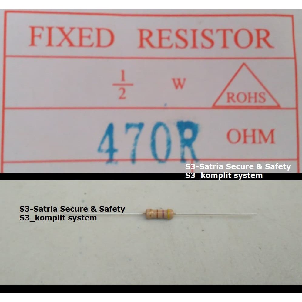 Resistor 1/2w 470R setengah 0.5W Â½ 0,5 w R1/2 470 R ohm