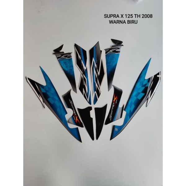 striping motor Honda Supra X 125 tahun 2008 warna biru