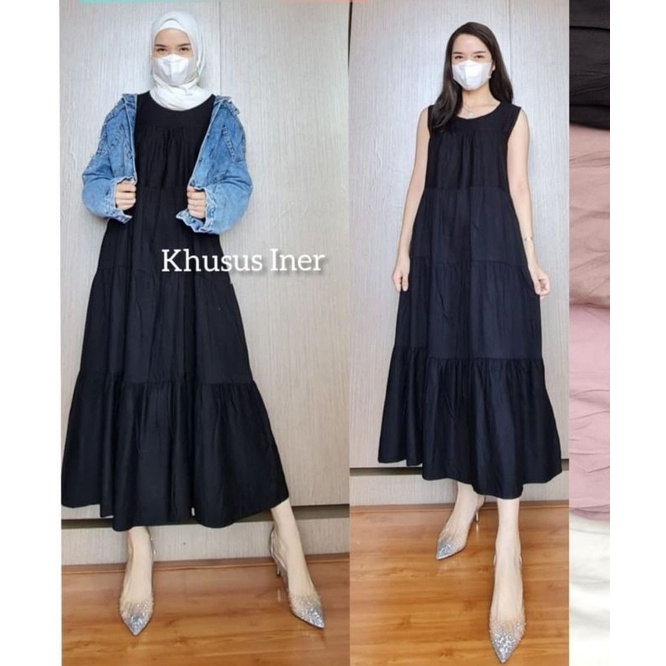 Inner dress singlet daleman gamis tanpa lengan bahan jersey