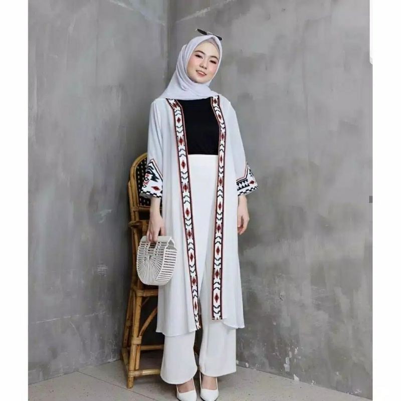 ETNIK KIMONO BORDIR/ CARDIGAN MUSLIMAH LENGAN PANJANG TERKINI CARDY JUMBO-2