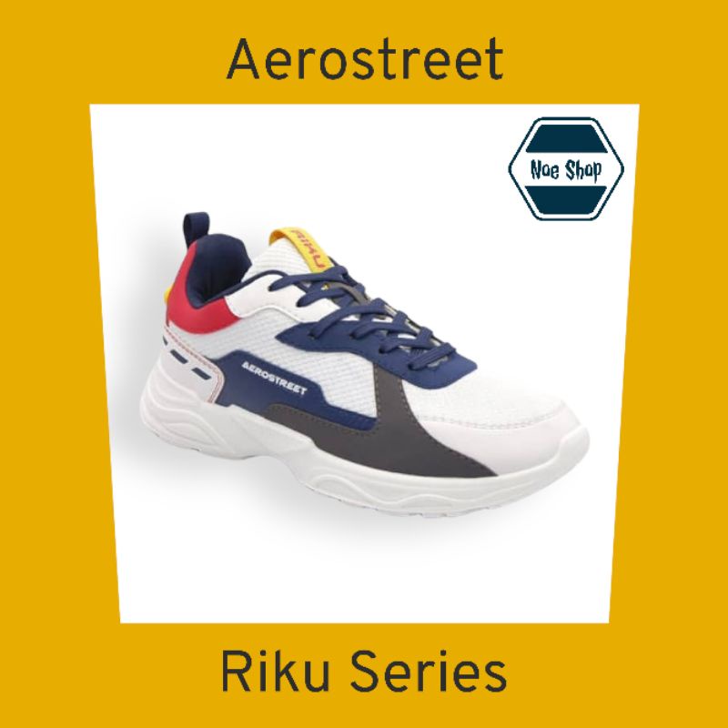 Aerostreet Riku Putih Merah Biru - Sepatu Sneakers Sport