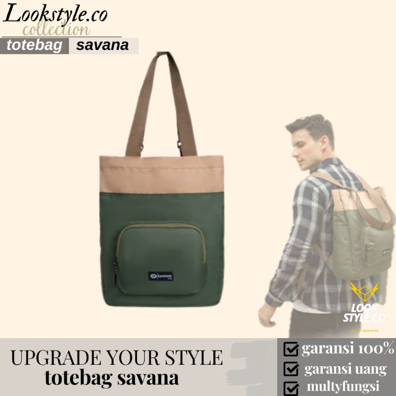 Tas Totebag (Multifungsi) Savana Wanita Pria Resleting Aesthetic Distro Keren Backpack Pria Wanita C