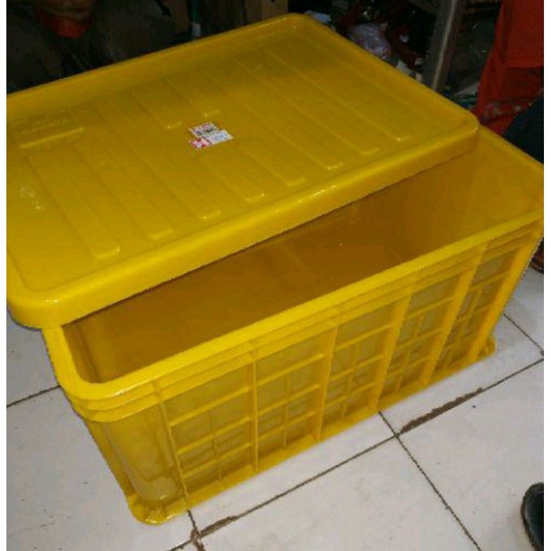 64x43x31 Box Container 69 Liter Hanata 2103 + TUTUP / Keranjang Industri Serbaguna / Rak Susun