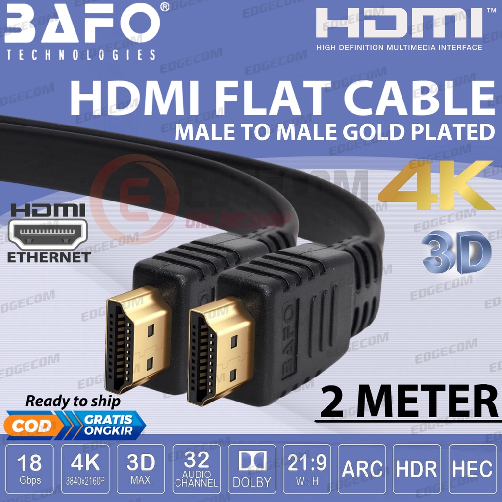 Kabel HDMI Flat 2 Meter BAFO